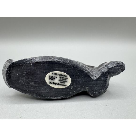 Hand Made in Canada " A Wolf Original " Soapstone Loon And Chick Figurine - Picture 7 of 12